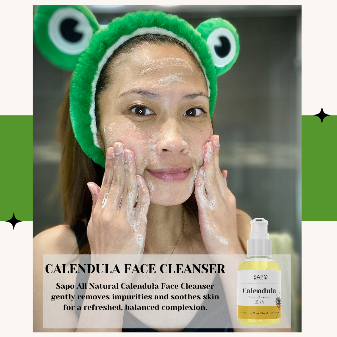 Sapo All Natural Calendula Face Cleanser with Coconut Oil & Hyaluronic Acid - Soothes and Purifies