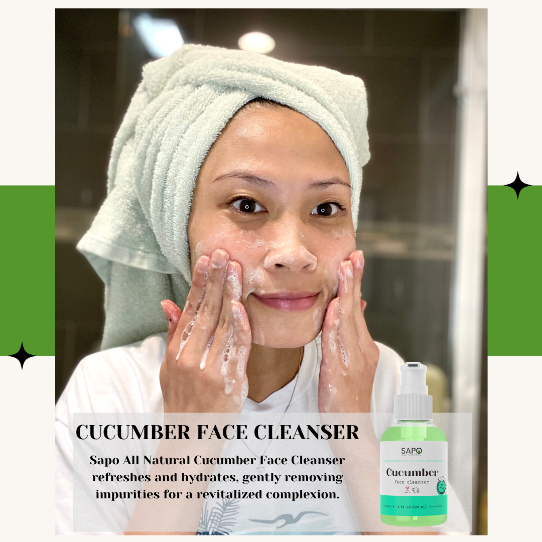 Sapo All Natural Cucumber Face Wash - Gentle, Nourishing and Soothing Daily Facial Cleanser with Aloe & Coconut Oil - Add Moisture to Your Skincare